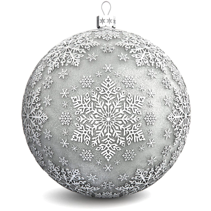 Set of 6 silver Christmas tree balls "New Year patterns"